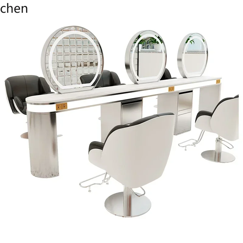 h27- barber shop mirror table hair cutting mirror perm and dyeing table  cabinet integrated hair salon special hair salon mirror