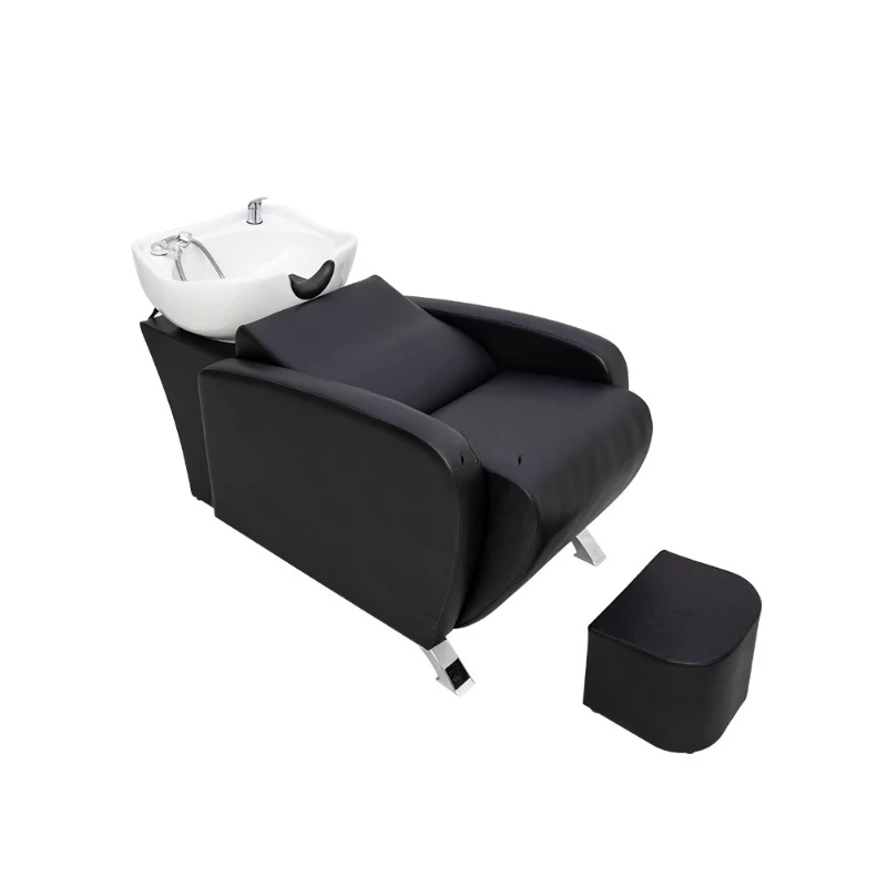 

Simple Barber Shop Shampoo Chair Hair Salon Half Lying Facial Bed Ceramic Basin Shampoo Chair