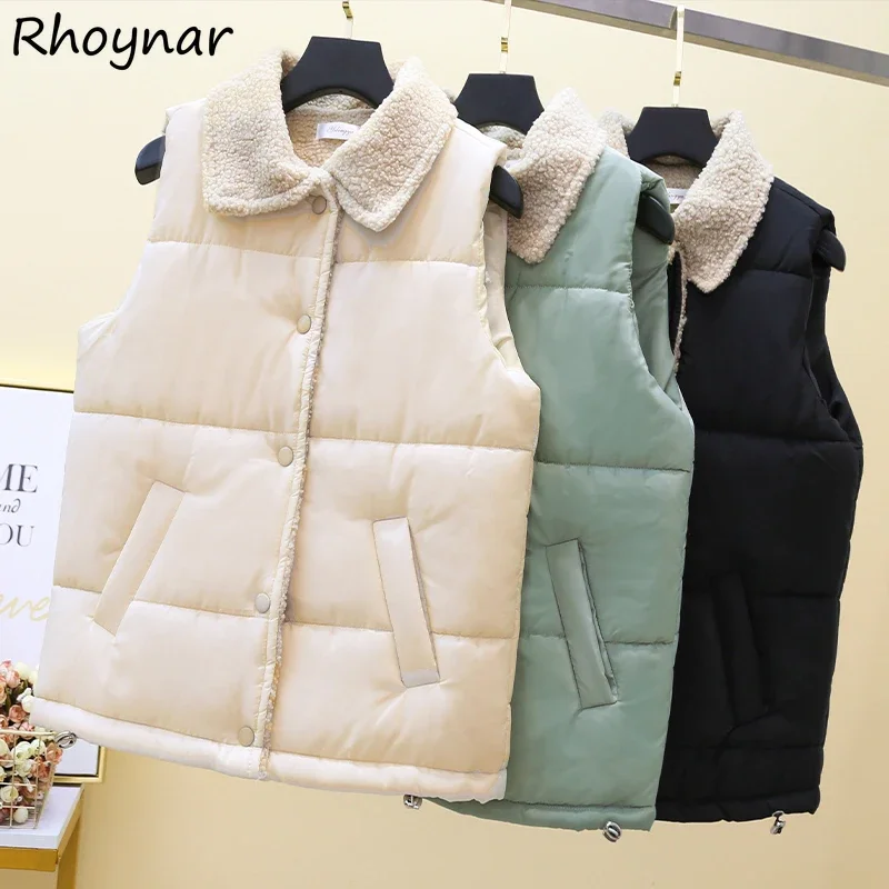 

Vests Women Thick Winter Warm Retro Casual Streetwear Newly Soft Patchwork Mujer Ropa Trendy Cozy College Ulzzang Youth Cool Ins