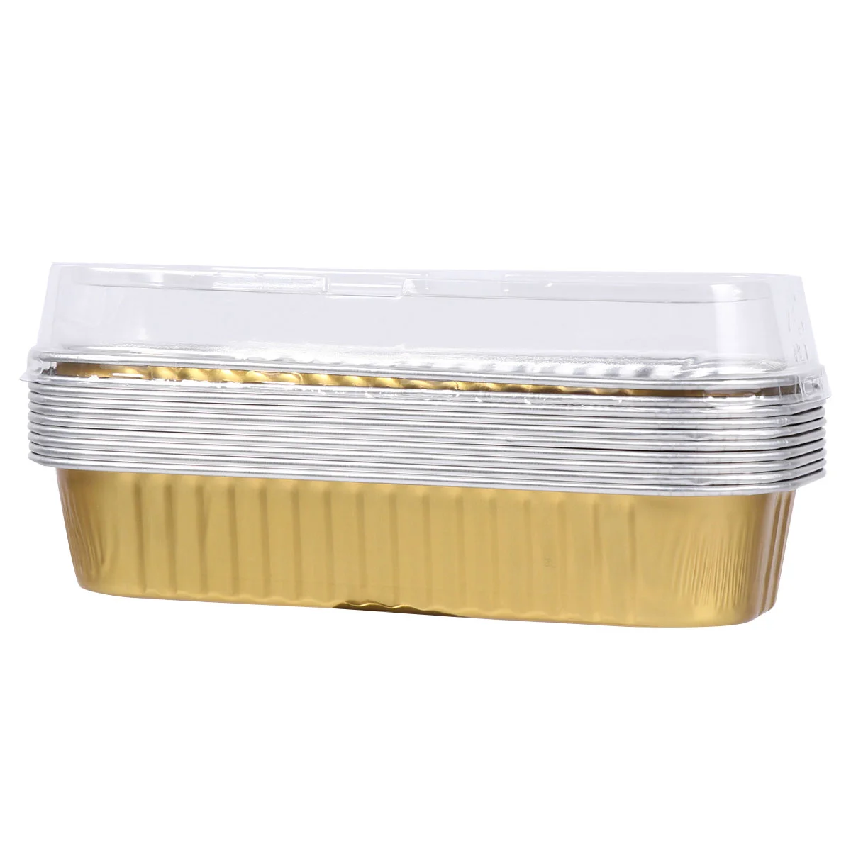 10pcs 200ml Rectangular Aluminum Foil Baking Boxes Disposable Dessert Mold Baking Pans Bakeware (Golden)