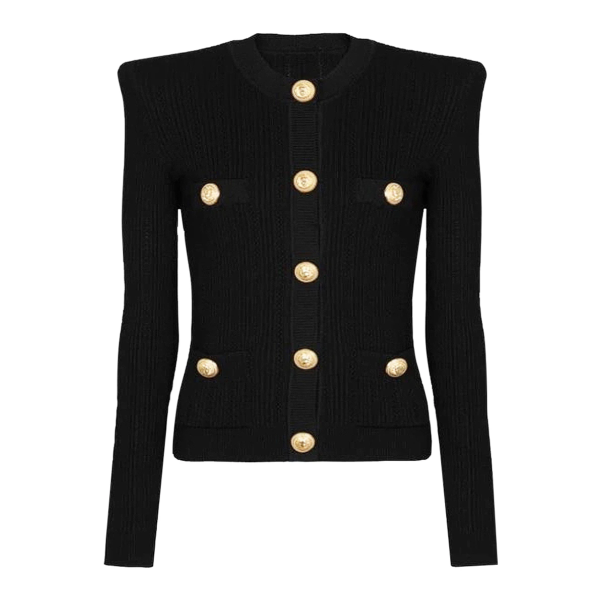 Quality Spot 2024 Spring And Autumn New Long Sleeve Short Round Neck Cut-out Knit Top Fashion Cardigan Jacket Women