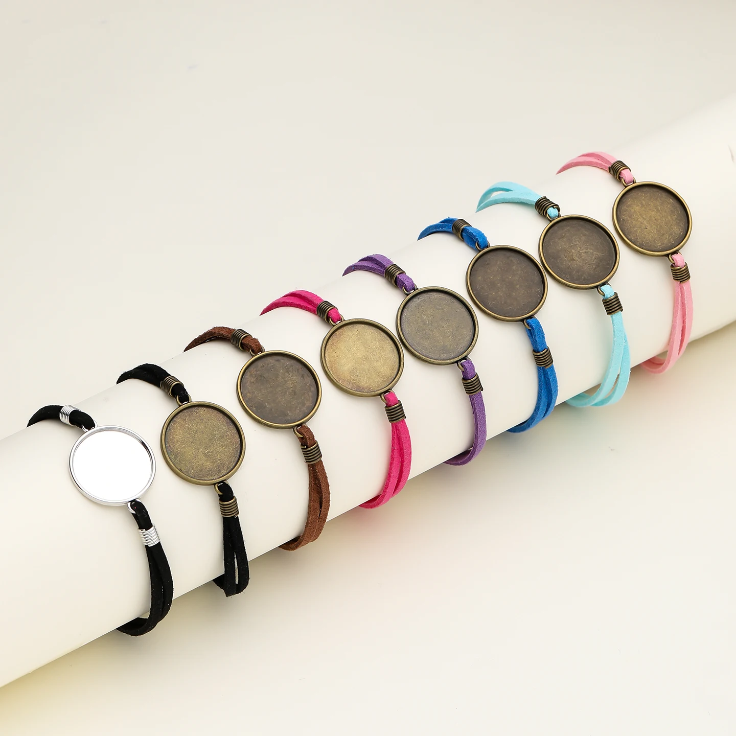 1Pc Diameter 20mm Korean Velvet Bracelet Blank Base Inner Empty Bracelet For Inlay Stone Pearl DIY Handmade Jewelry Accessories