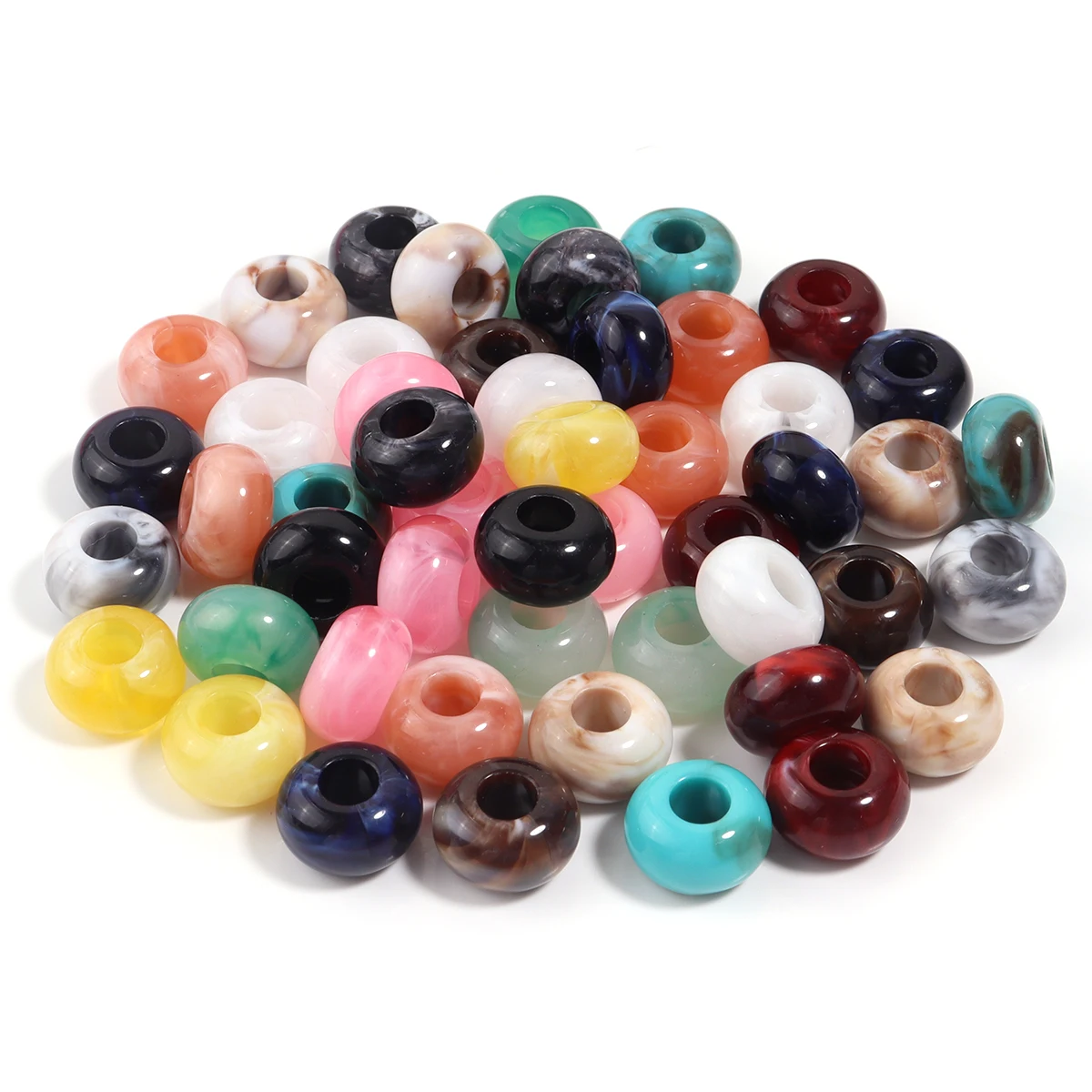 50 Stück 14 mm große Acrylperlen mit Loch, zweifarbig, runde lose Abstandsperlen für die Schmuckherstellung, DIY-Armband, Halskette, Zubehör – Detail 7