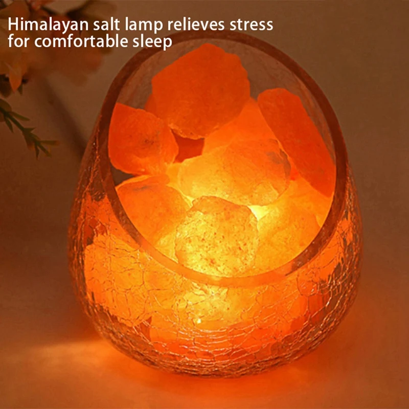 

Himalayas Crystal Salt Lamp Ice Cracked Glass Salt Lamp Bedside Lamp Fashion Night Light Dimming Table Lamp US Plug