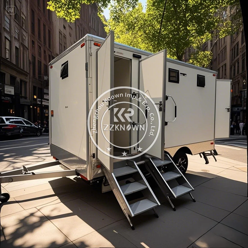 WC-aanhangwagen Wasruimte Dubbele aanhangwagen Sleepbaar Porta Potje Luxe toiletaanhangwagen Toilet Draagbare openbare toiletten
