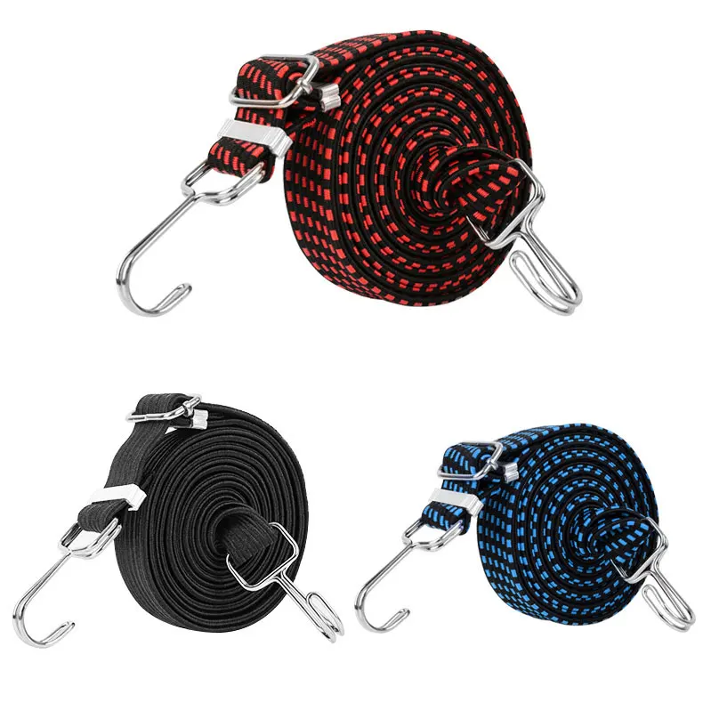 Motorcycle Bicycle Luggage Fixed Strap Rope Length Adjustable Double-layer Metal Hook Widening Elastic Belt