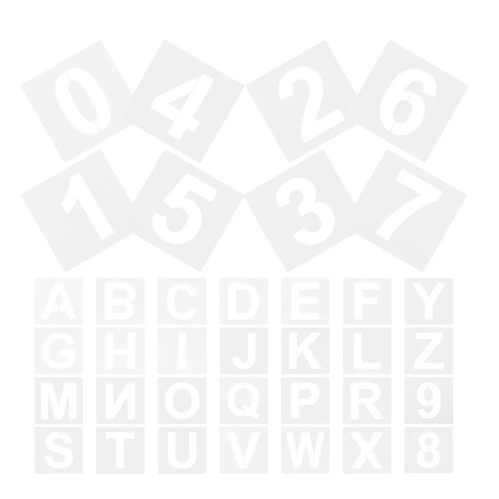 72Pcs Plastic Alphabet and Number Stencils Reusable Painting Templates for Spray Painting Crafts Lettering Graffiti Classroom