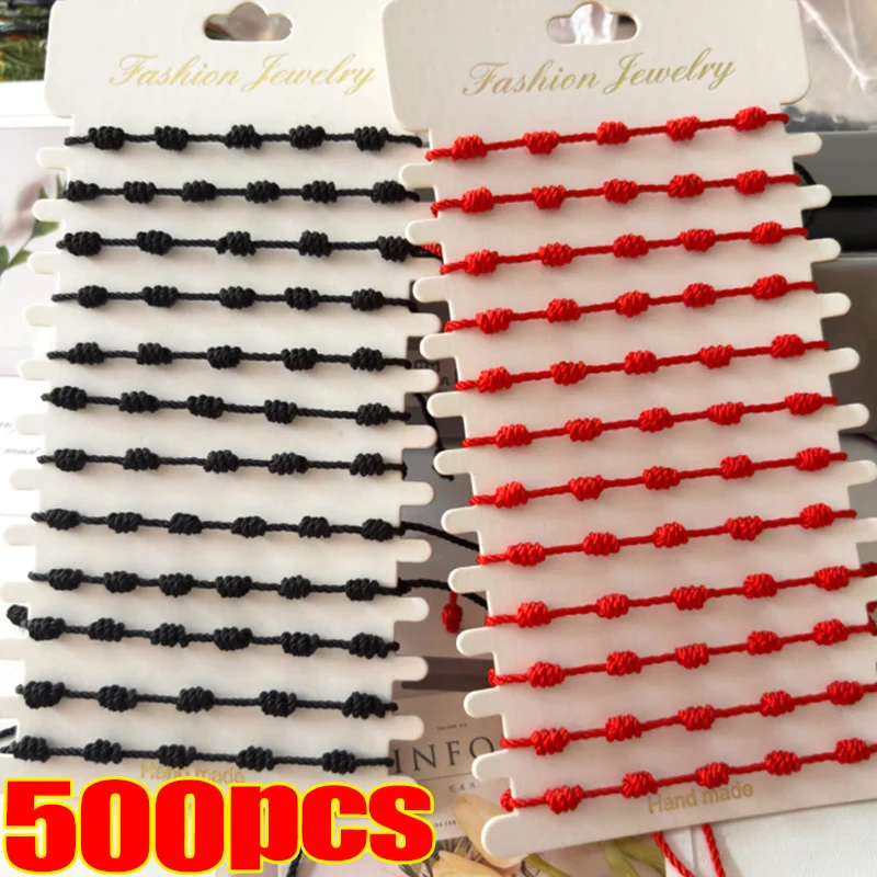 2/500Pcs Couple 7 Knot Red String Bracelets for Women Men Valentine's Day Protection Good Luck Amulet Hand Knitting Jewelry Gift