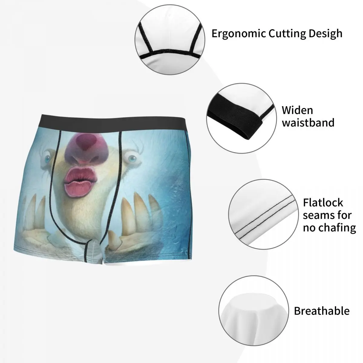 Sid Ice Age Manfred Animated Film Underpants Cotton Panties Male Underwear Sexy Shorts Boxer Briefs