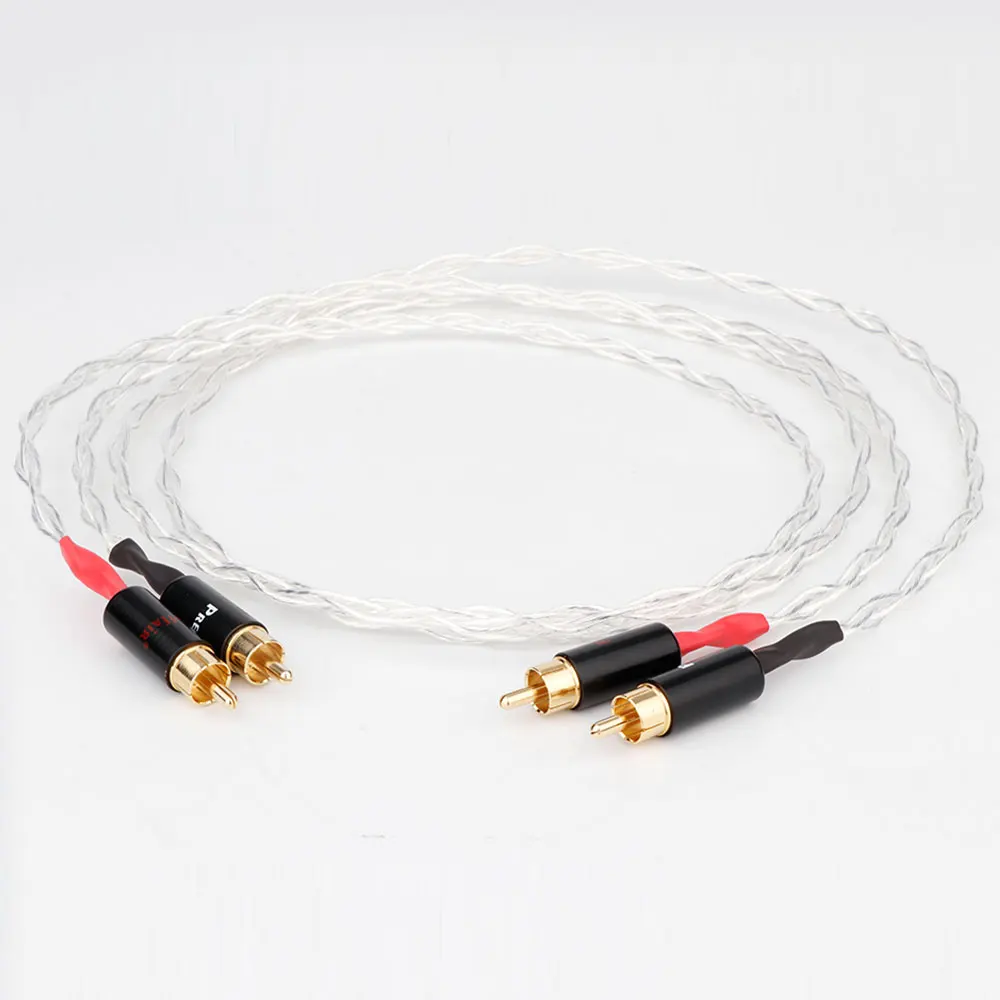 4AG Single Crystal Silver Audio Cable Hifi RCA Interconnect Cable With Gold Plated Plug for Amplifier CD Player