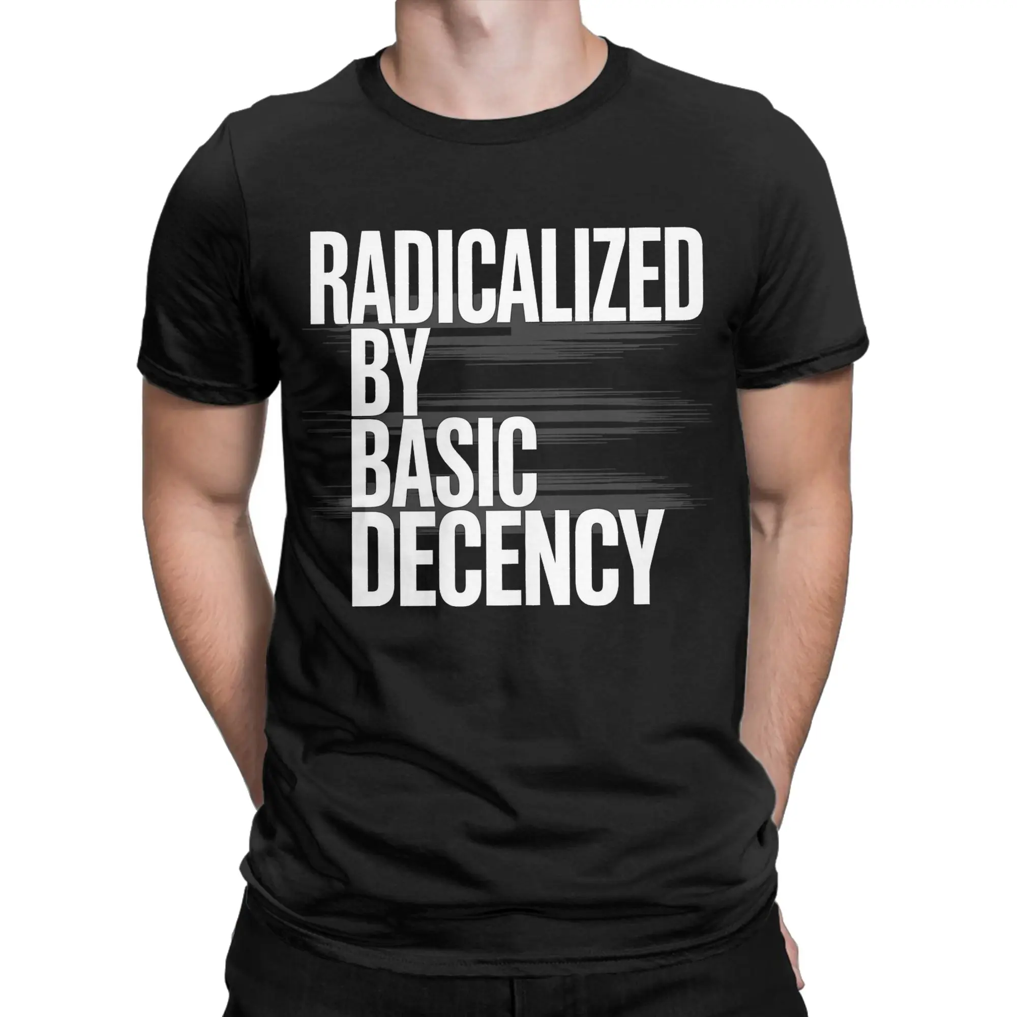 Novelty Radicalized by Basic Decency Vintage  Tshirts Men 100%Cotton Short Sleeve  O-neck Summer TopsTops