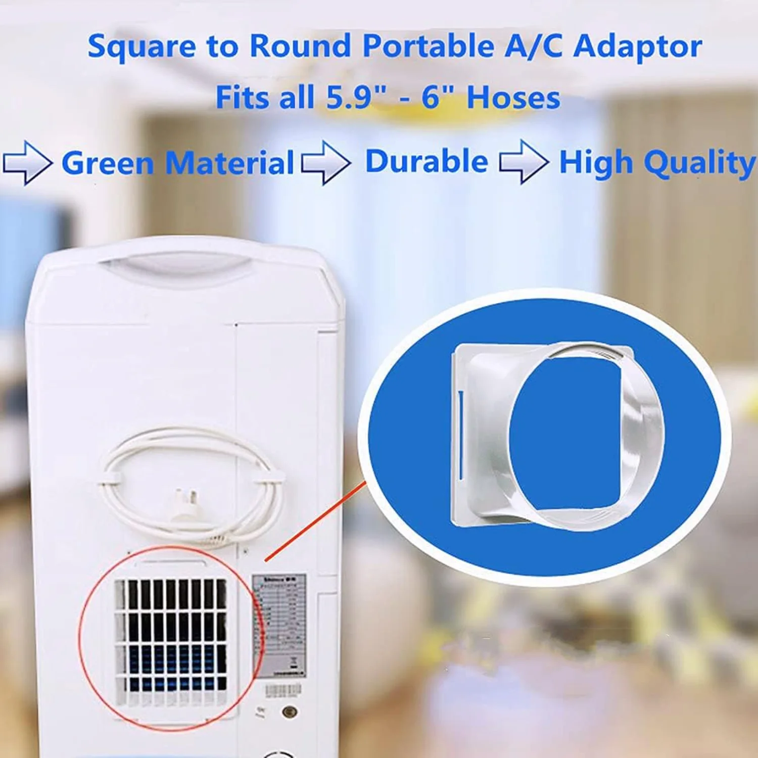 6 Portable Air Conditioner Window Adapter with Exhaust Hose and Connector Plate Garage fan Extractor Extractor usb