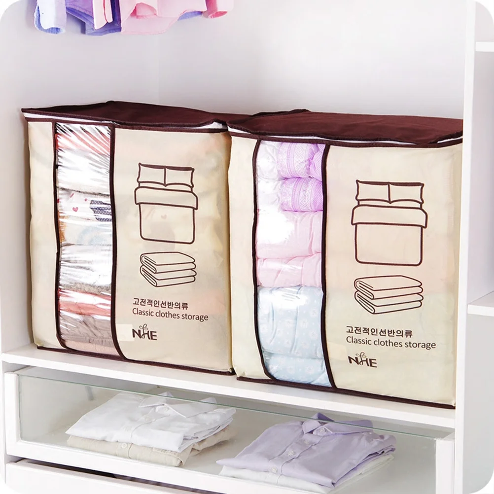 

Clothing Storage Bags Foldable Large Capacity See-Through Window For Blankets Quilts Linen Towels Space Saver Bags