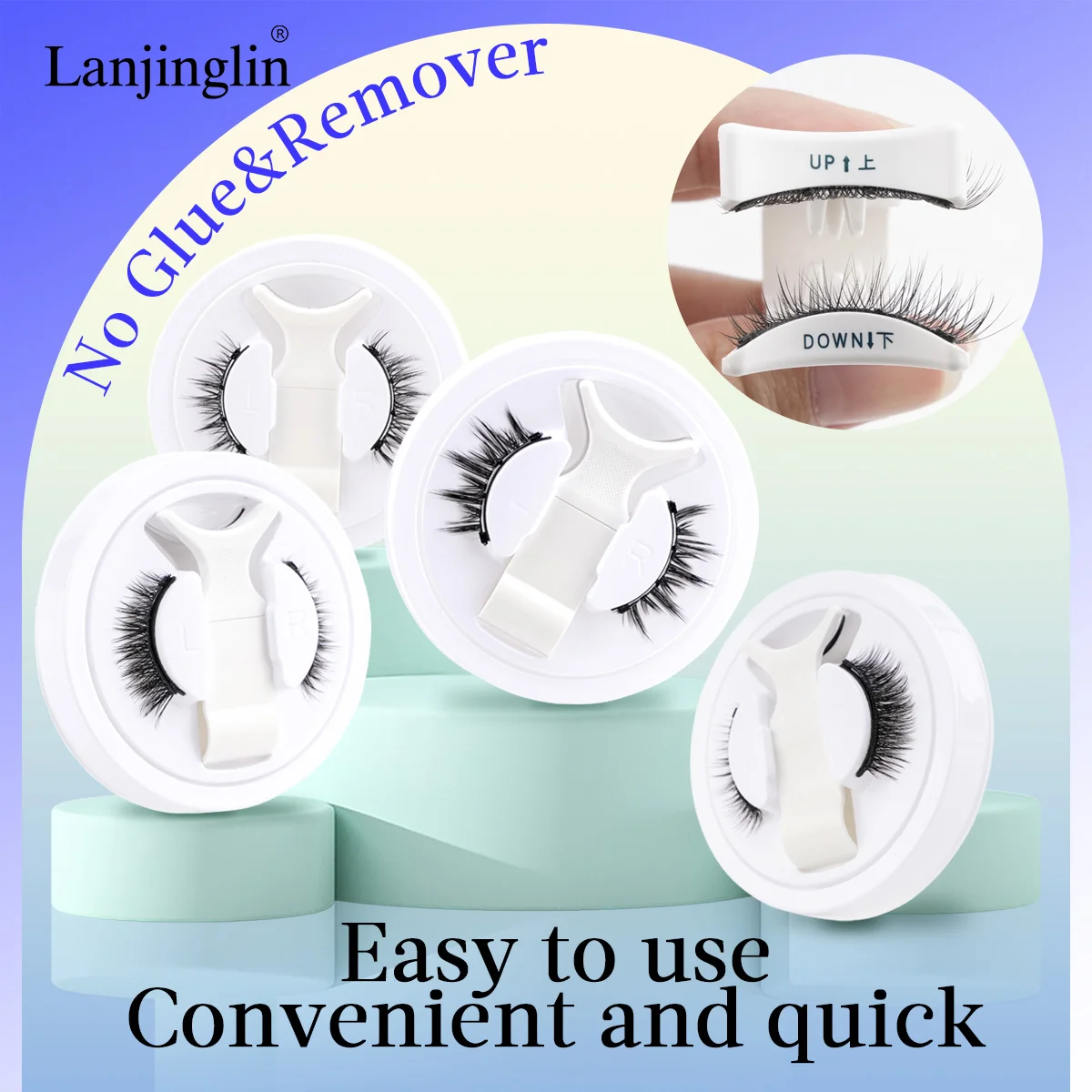 

Lanjinglin New 1 Pairs Magnetic Eyelashes Kit Wispy Fluffy Handmade 3D Mink Lashes with Tweezer Set Make up Tools Soft Faux Cils