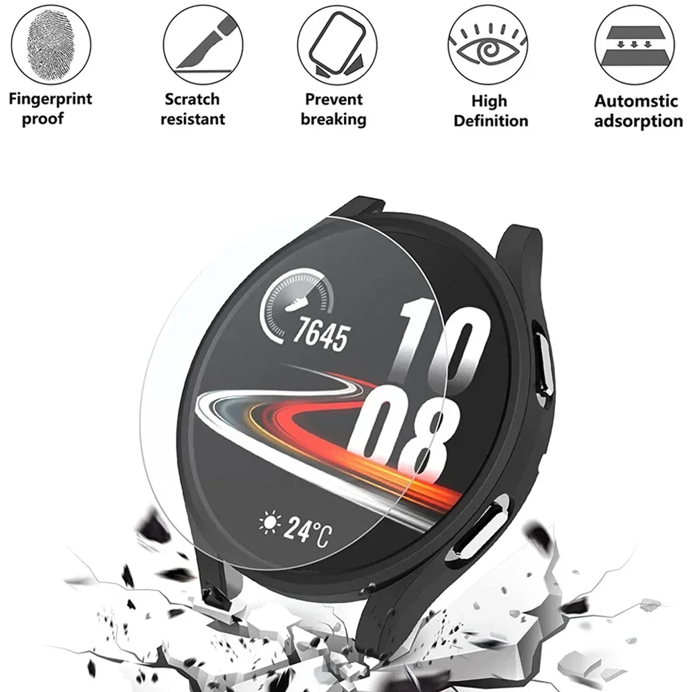 Funda para Samsung Galaxy Watch 5 4 44mm 40mm Protector de pantalla impermeable vidrio duro cubierta de parachoques de PC para Galaxy Watch 5 Pro 45mm