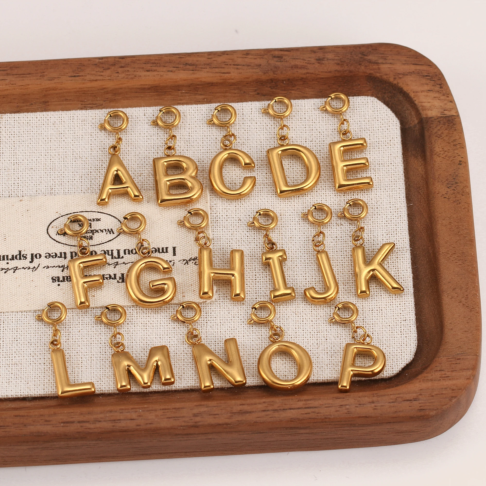 Stainless Steel Alphabet Letter Charms Handmade Earrings Necklace Dangle 18K Gold Color PVD Plated DIY Jewelry Making Findings