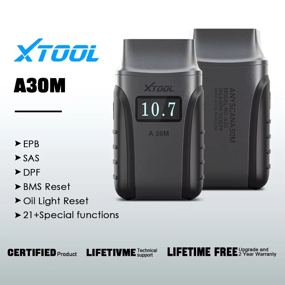 Escáner XTOOL Anyscan A30M OBD2, actualizaciones libres de por vida Escáner de automóvil, control bidireccional, escape ABS, VIN automático, 21