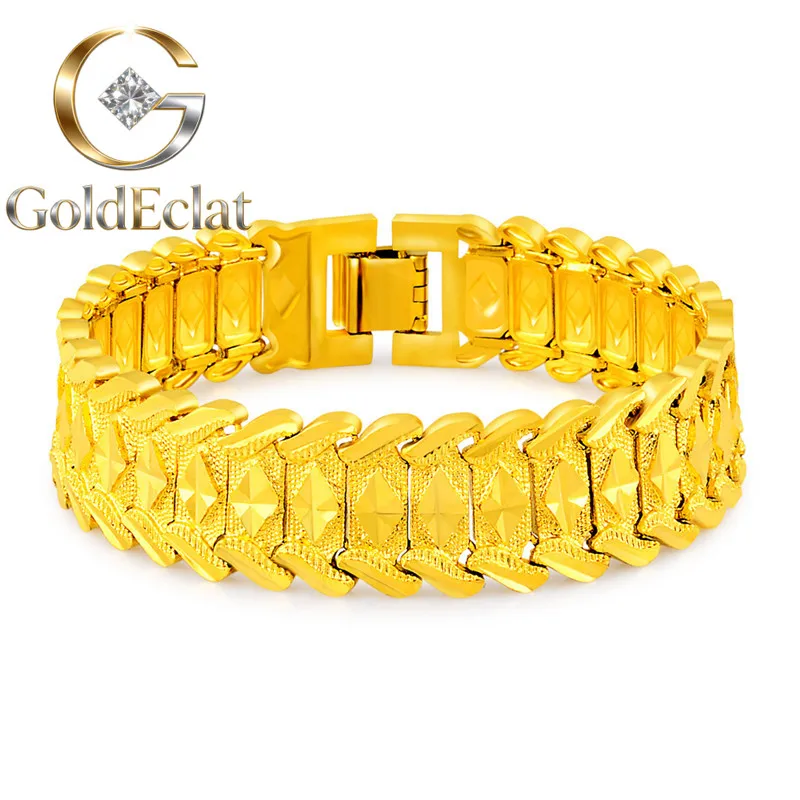 GoldEclat   Luxury 24K 9999 Pure Gold real gold Men's and Women's Strap Bracelet Fashion Luxury