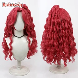Bubuwig Synthetic Hair Pinkie Pie Cosplay Wigs Pinkamena Diane Pie 65cm Women Long Wavy Rose Red Ponytail Cos Wig Heat Resistant