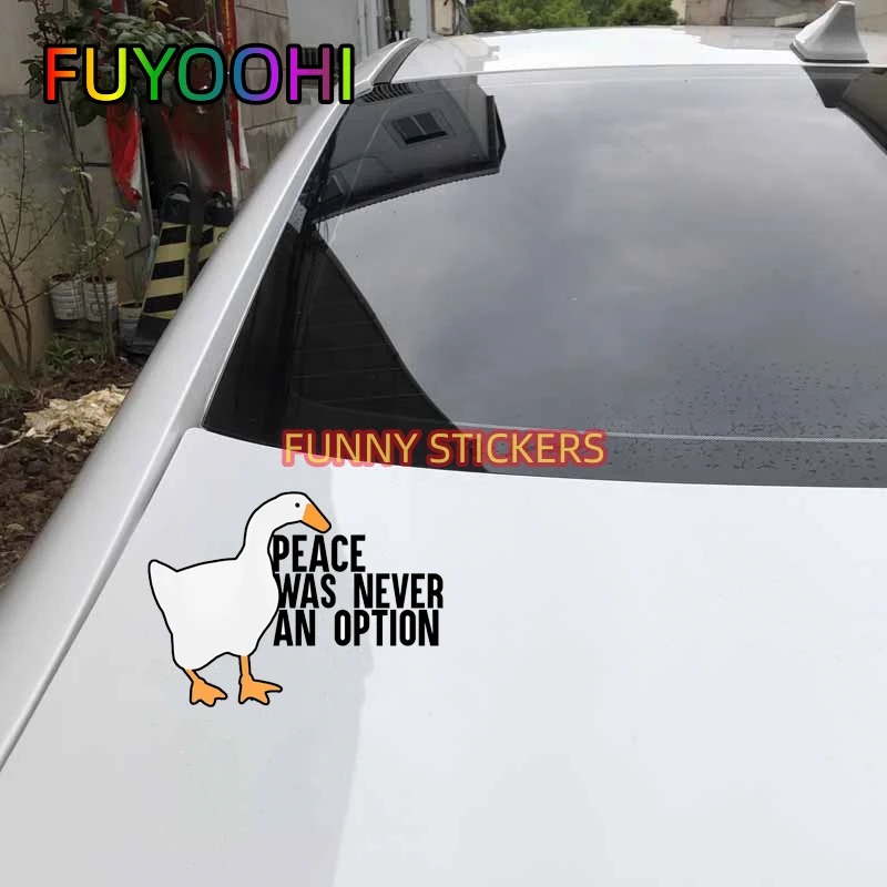 FUYOOHI Decal Goose Meme Peace Was Never An Option Car Stickers Scratch-Proof Creative Caravan Decals for Personalize Your Car