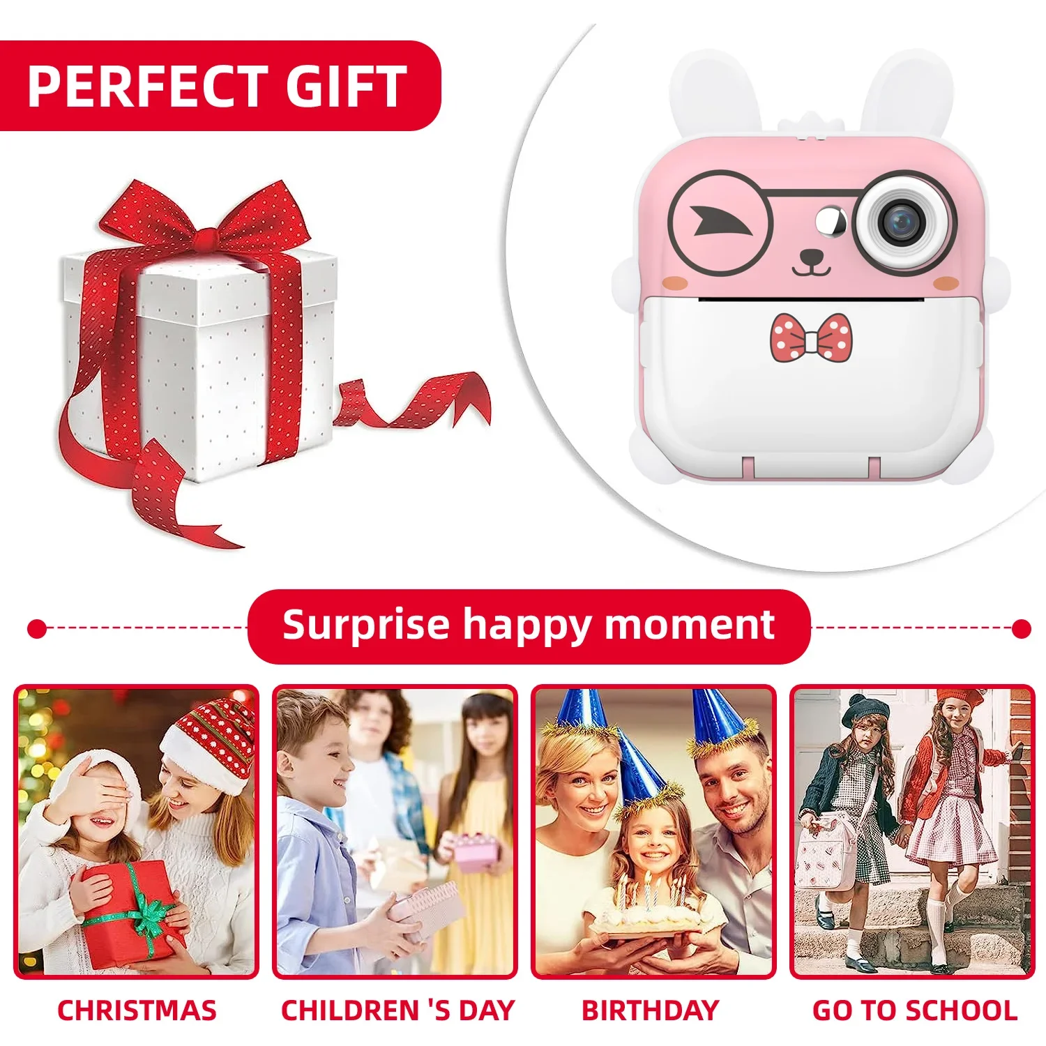 

Children Digital Camera 2.4Inch Kids Instant Cameras HD Mini Digital Video Camera Thermal Print Cameras Educational Toys Gift