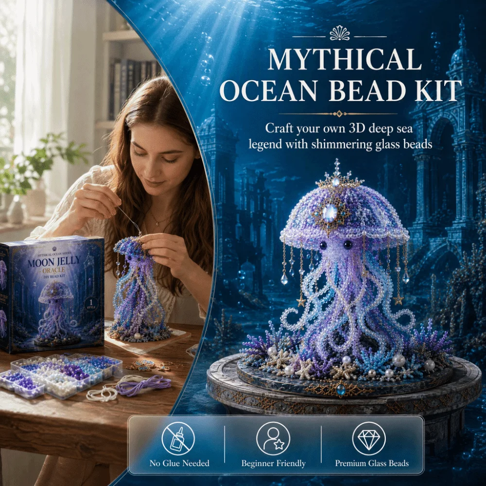 Handmade DIY Marine Organism Beaded Embroidery Kit Colorful Mini Mythical Ocean DIY Bead Kit Tiny Educational
