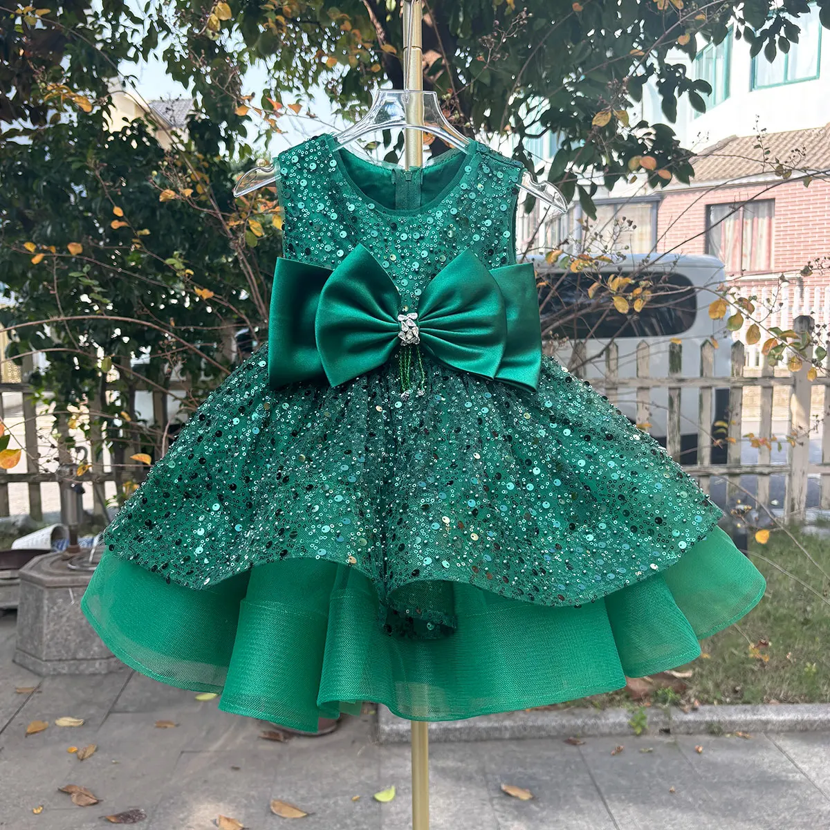 green dress baby girl Neon Green Dress Laise: Baby to 10 years old 2T US numeric main image 0