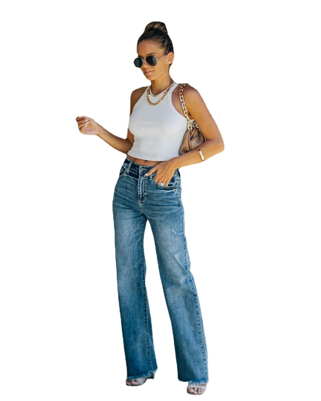 Women\'s Jeans High Waist Loose Jeans Women Wide Leg Pants Fashion Boyfriend Denim Pants Trousers big size Flare Pants Pantalon