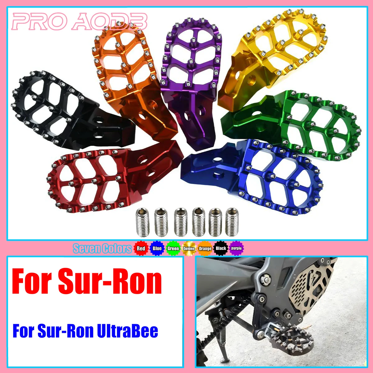 For Surron Ultra Bee Sur-ron UB Wide Footpegs Foot Pegs Rests Electric Dirt Bike Pedals Aluminium Alloy MX Surron Ultrabee Parts