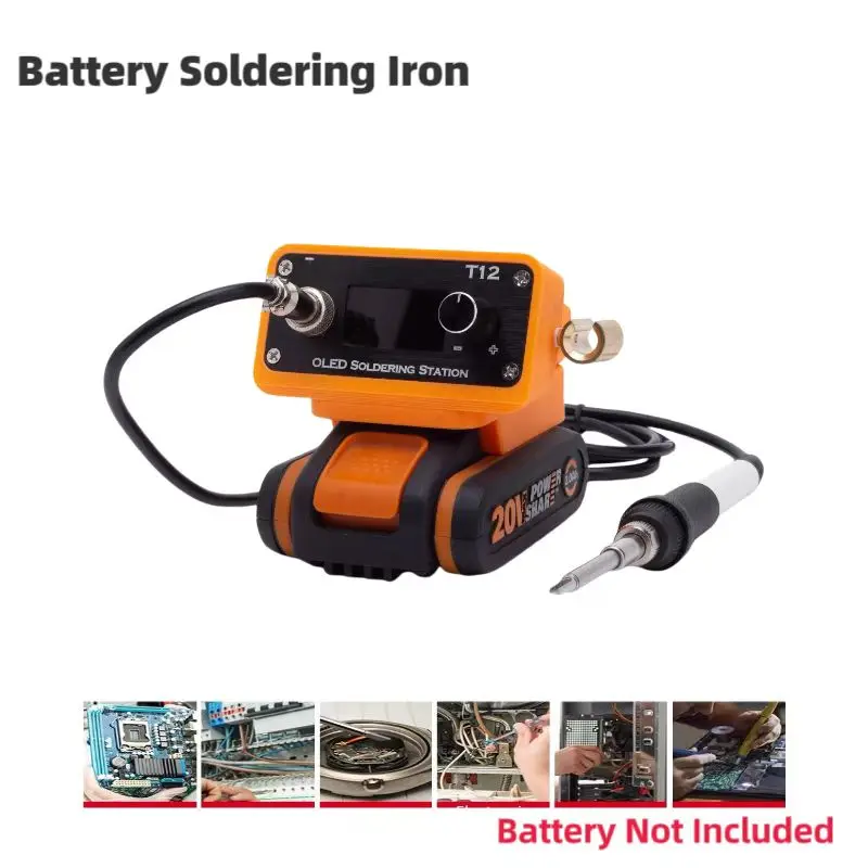 T12 Cordless Soldering Iron Station For Worx 4PIN 20V Lithium Battery Portable Solder Station Cordless Soldering (No Battery )