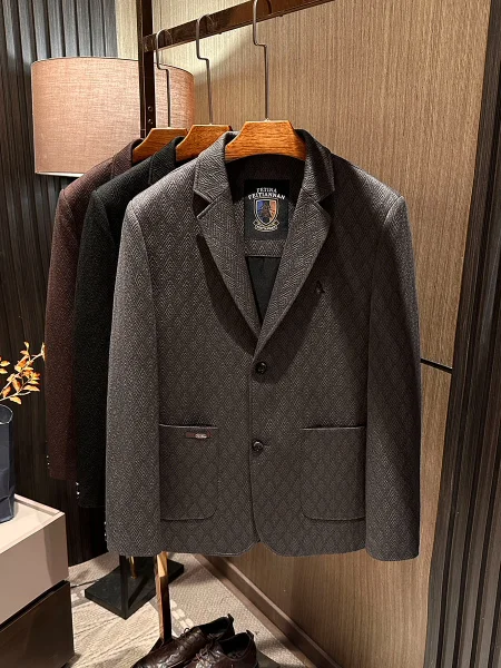 

Spring New Style Men's Casual Versatile High-End Suit Tailored Fit Texture Simple Design Breathable Polyester Fiber Business ...