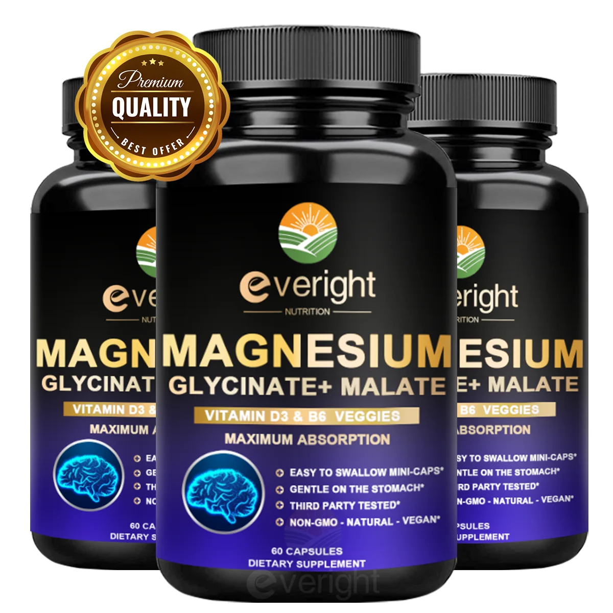 Magnesium Glycinate Supplement for Nerves System, Improve Mood Nervous, Muscles Recovery, Heart Health, Sleep Quality Support