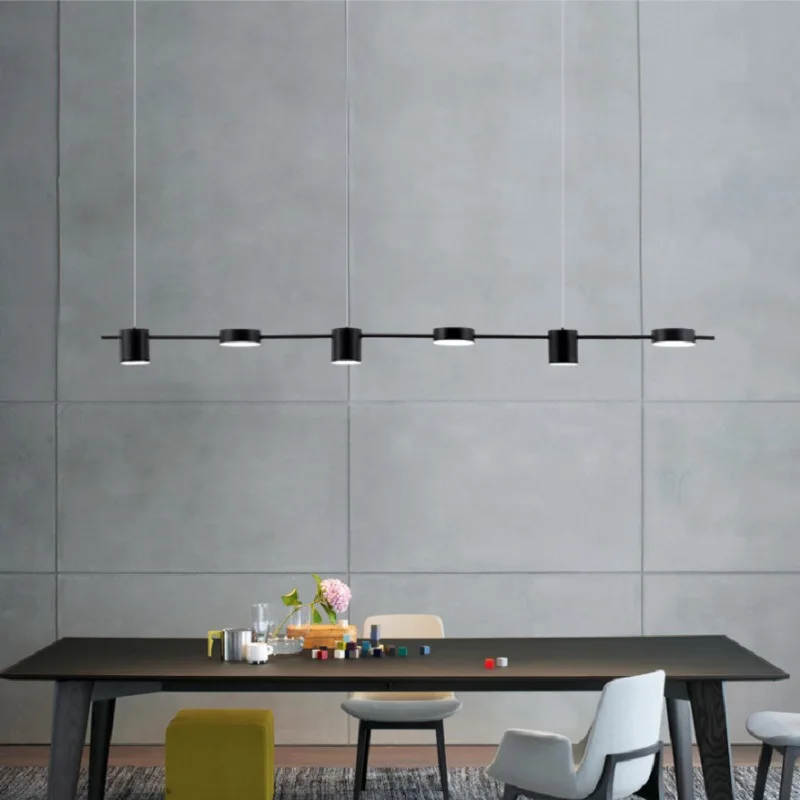 Minimalist Nordic Chandelier Lighting Modern Minimalist Long-Shaped Dining Hanging Lamps Kitchen Dining Room Pendant Light Black