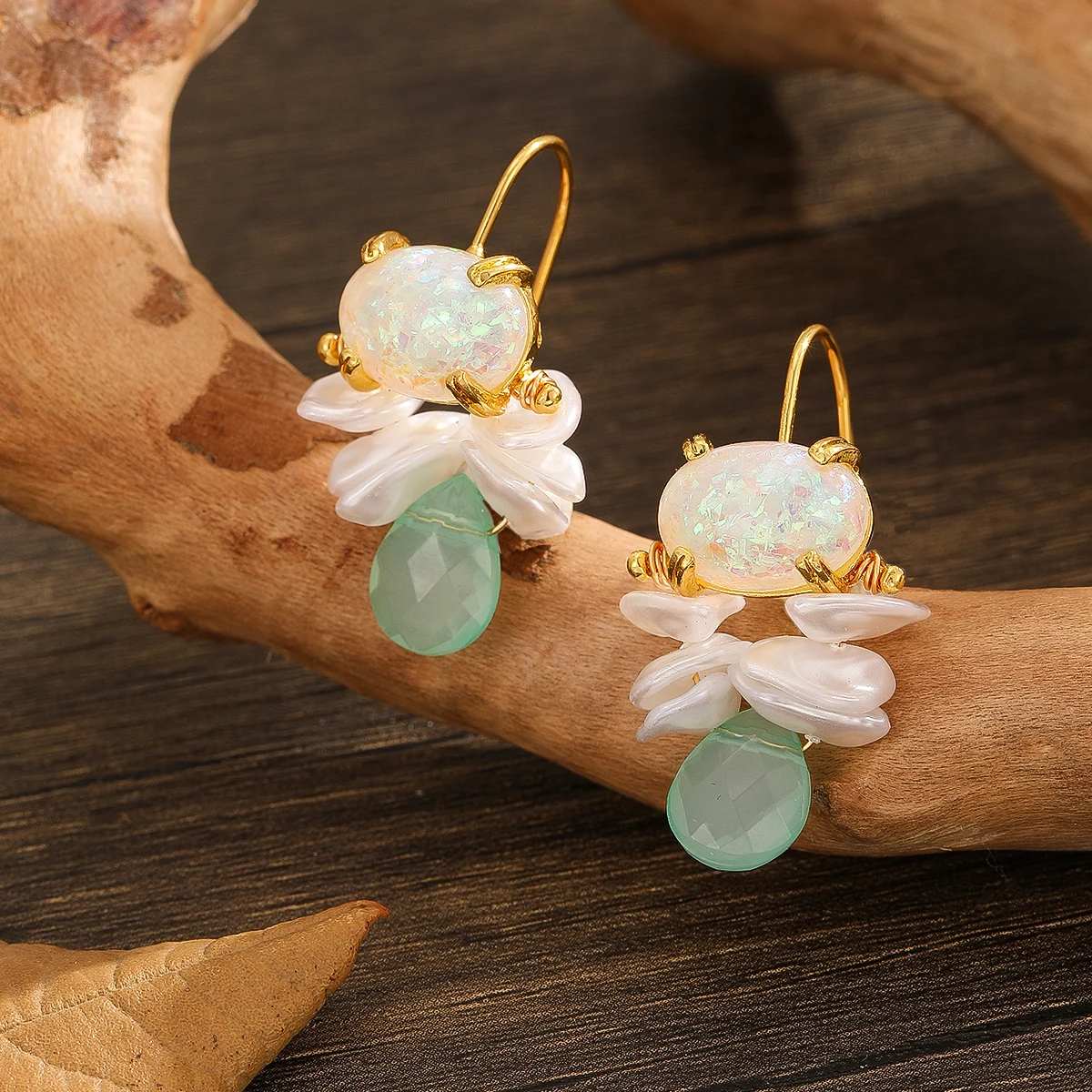 New Creative Geometric Niche Pearls Double Drop Round Stone Dangle Earrings For Women Party Accessories Custom Jewelry
