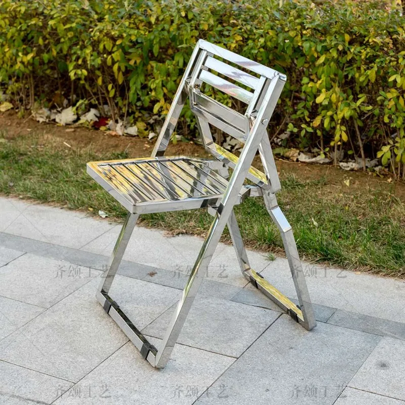 Heavy-Duty Stainless Steel Folding Chair Small Space Backrest Stool for Outdoor Portable Fishing Seat