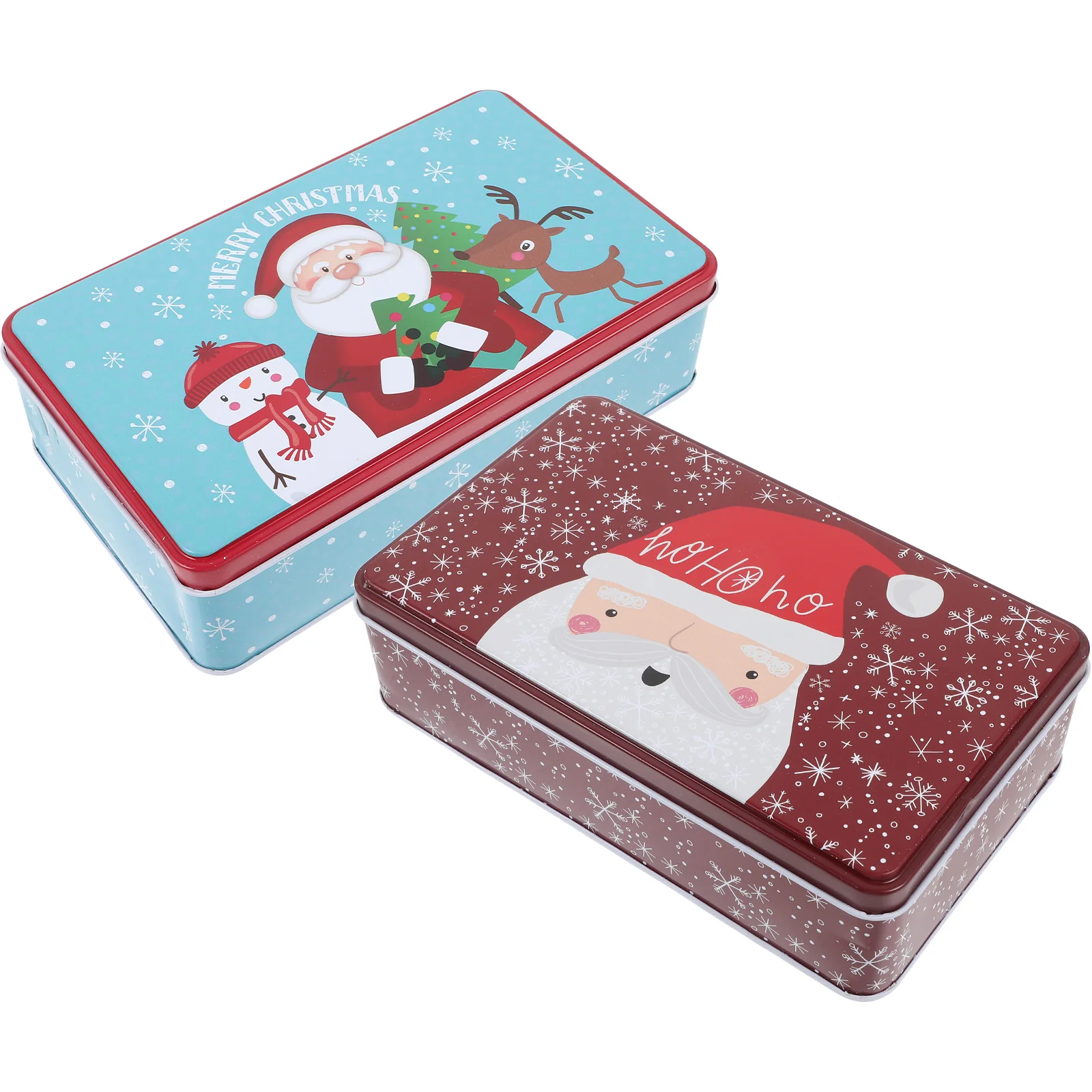 

2 Pcs Candy Tins Container Christmas Gift Box Jar Snack Cookie with Lids Tinplate Sweet