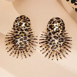 Stud Earrings For Geometric Metal Leopard Printing Exaggerated Ear Accessories Holiday Party Gifts OL Fashion Jewelry CE235