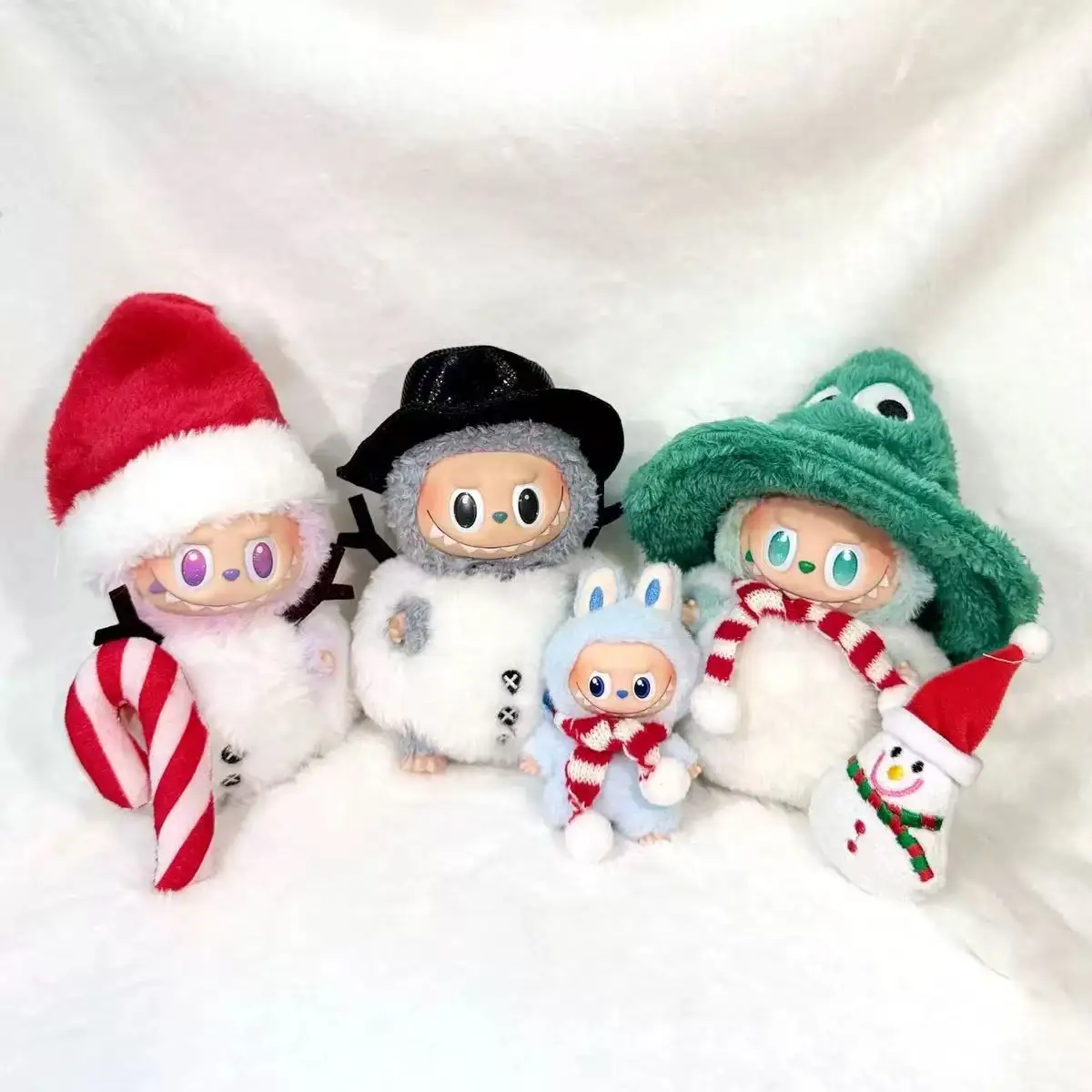 مجموعة ملابس على شكل حيوانات كرتونية صغيرة لطيفة من القطيفة كهدية للملابس المزخرفة من Labubu