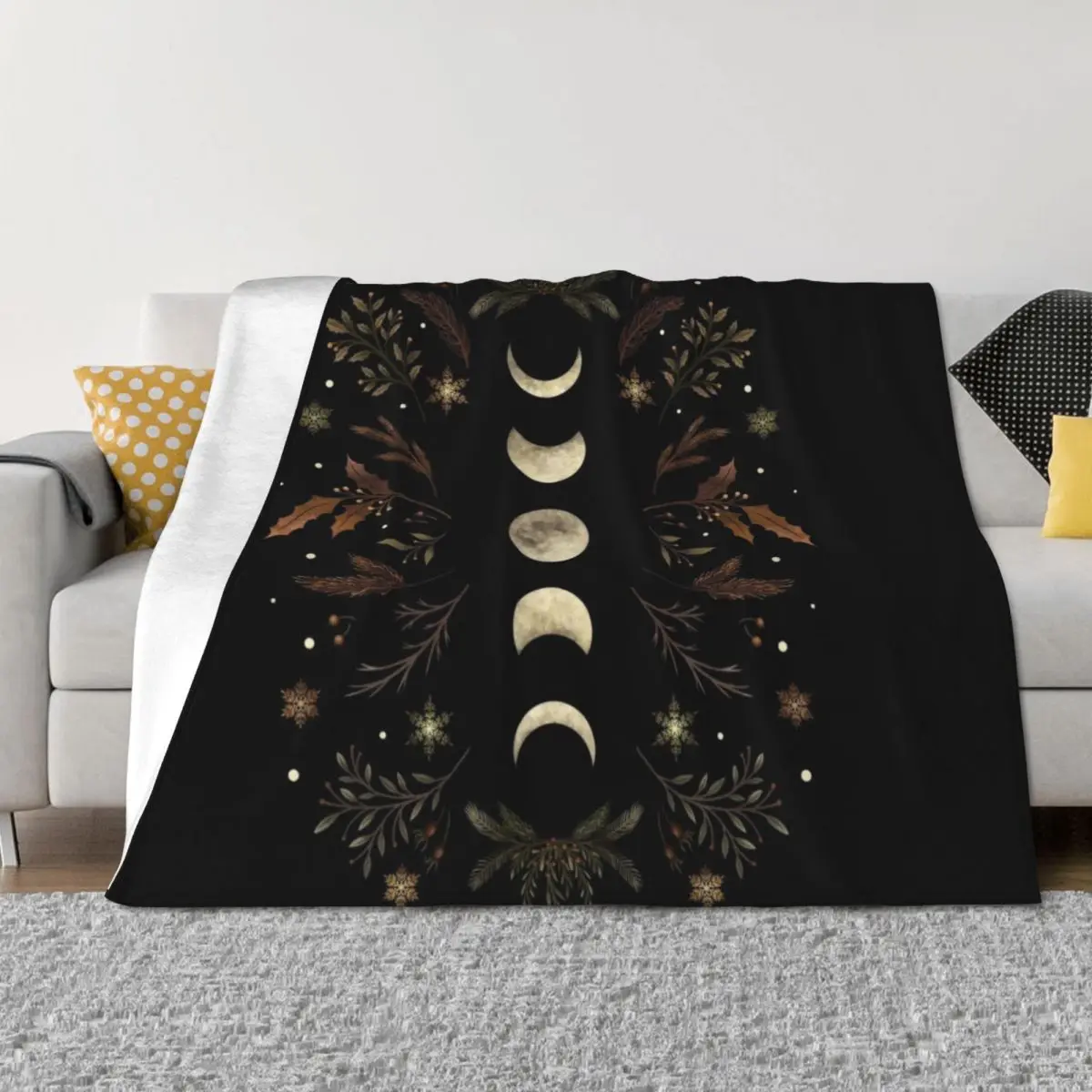 

Moonlit Garden-Winter Brown Throw Blanket Sofa Personalized Gift Bed linens Flannels Blankets