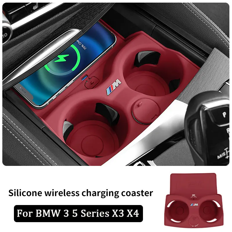 For BMW 3 5 Series X3 X4 G30 G38 G32 6GT G20 G22 G01 G02 G08 Silicone Car Coaster Auto Centre Console Cup Holder Pad Accessory