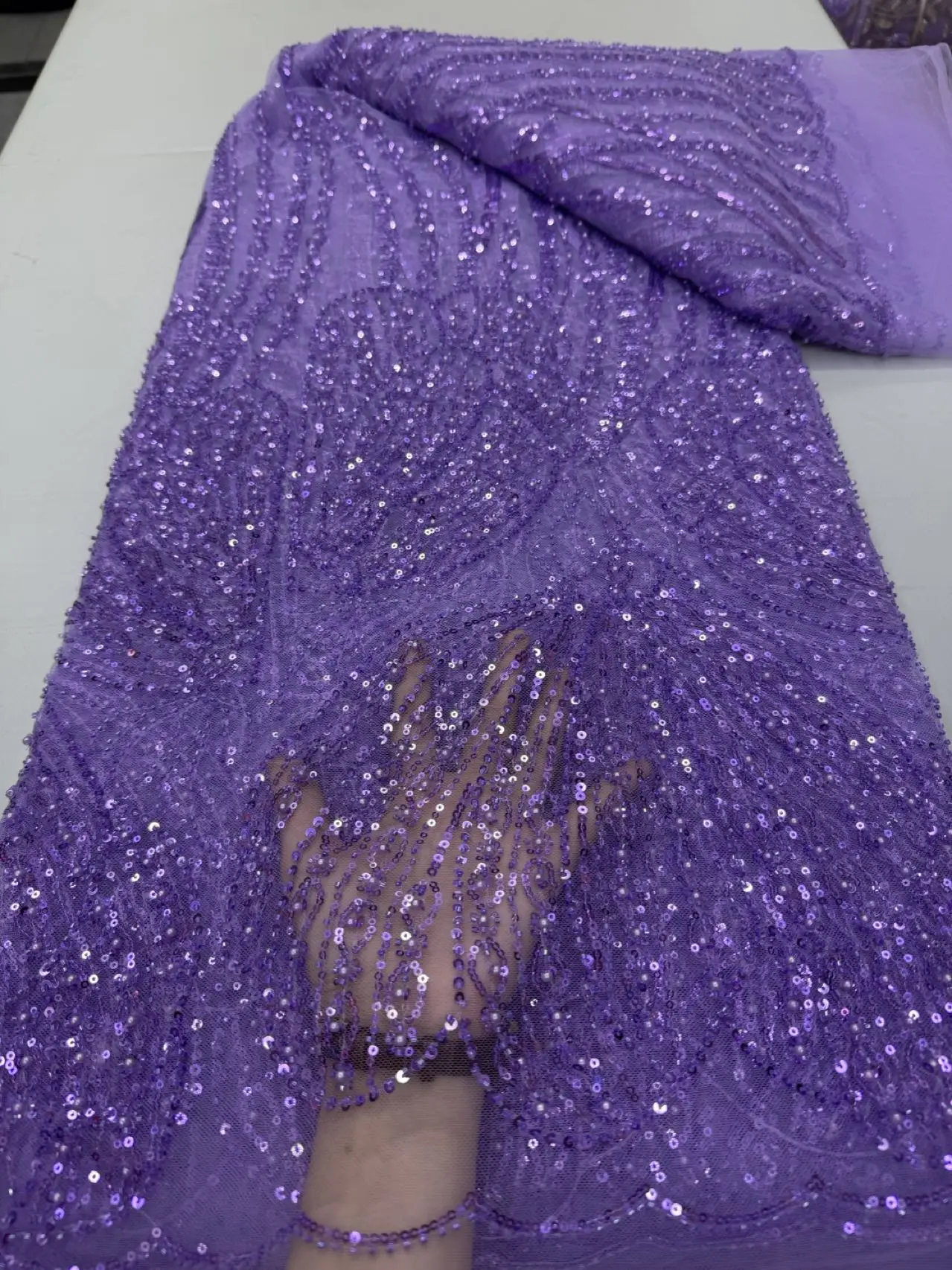 Luxury Gold African Lace Fabric 2025 High Quality Tulle Lace Fabric Nigerian Groom Lace Fabrics With Sequins Wedding Party Dress