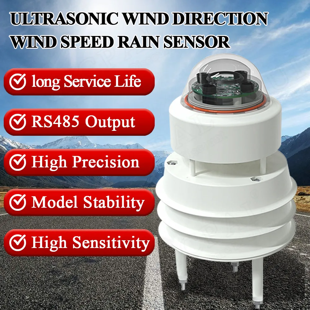 

Ultrasonic Wind Speed Wind Direction Sensor Optical Rain Atmospheric Pressure Temperature and Humidity Transmitter RS485 Output