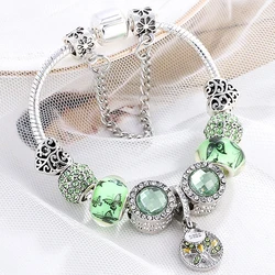 BAOPON New Fashion Life Of Tree Crystal Charm Bracelet Fit Green Color Snake Chain Brand Bracelets & Bangles for Women Jewelry