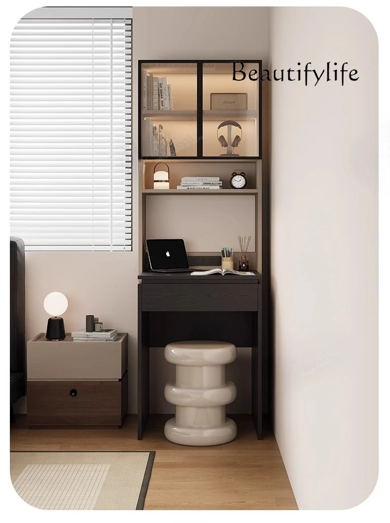

Italian minimalist ultra-narrow desk bookcase integrated small apartment with drawers bedroom study table bedside single compute