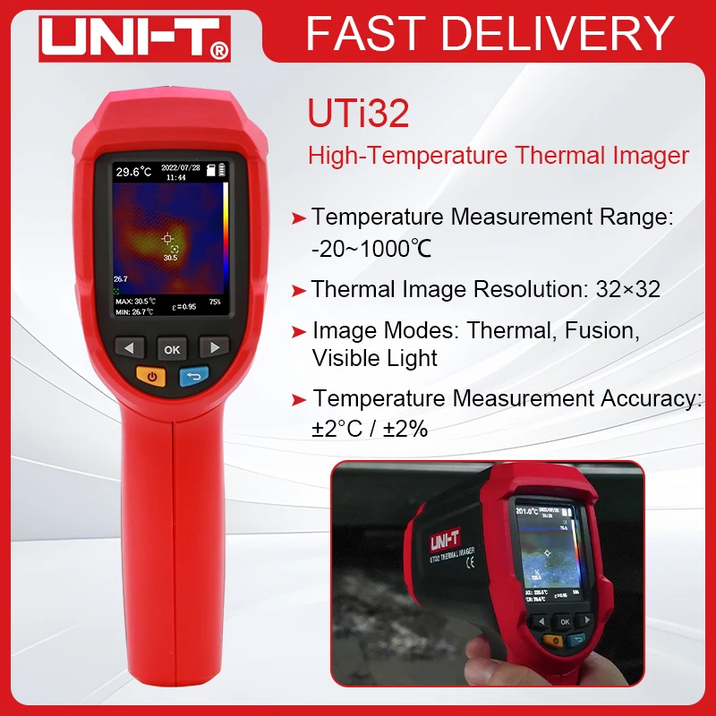 UNI-T UTi32 Thermal Imager High Temperature Thermal Imaging Camera for Floor Heating Pipe Testing -20°C~1000°C Thermographic
