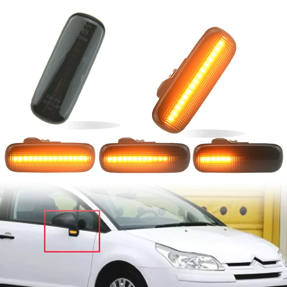 Dynamic LED Side Marker For Citroen C4 I Coupe Hatchback Phase I 2004-2008 Sedan 2006-2010 Side Repeater Light Blinker