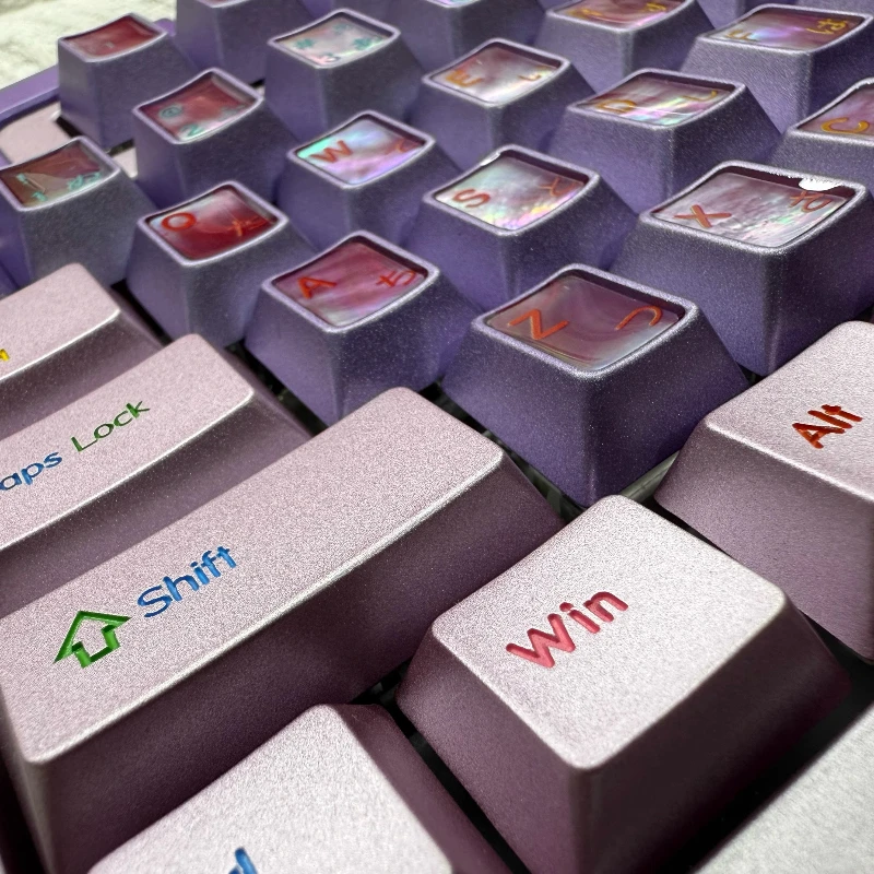 Colorful Mother-of-pearl Inlay Metal Keycaps Customized Alloy Cherry Profile Key Cap Cute Ice-cold Simple Point Keycap for Gamer