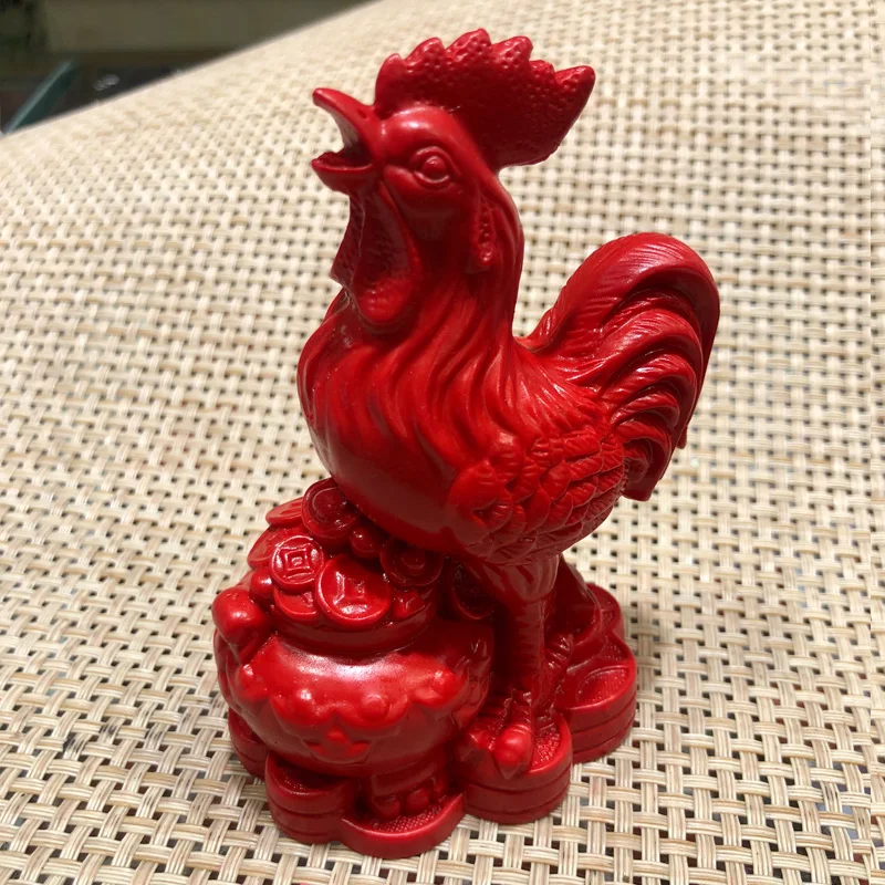 Zhusha red chicken is a rooster, Yuanbao chicken, feng shui crafts in the living room, and auspicious chicken.