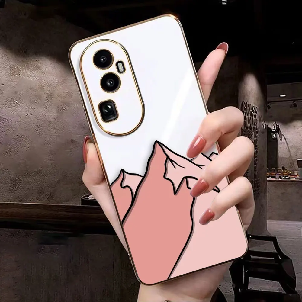 Cartoon Mountain Range Cover Smooth E-TPU Phone Case OPPO RENO 2F 4 5 6 6Z 7 7Z 8 8T 10 PLUS 4G 5G FIND X3 LITE Case Shell Funda