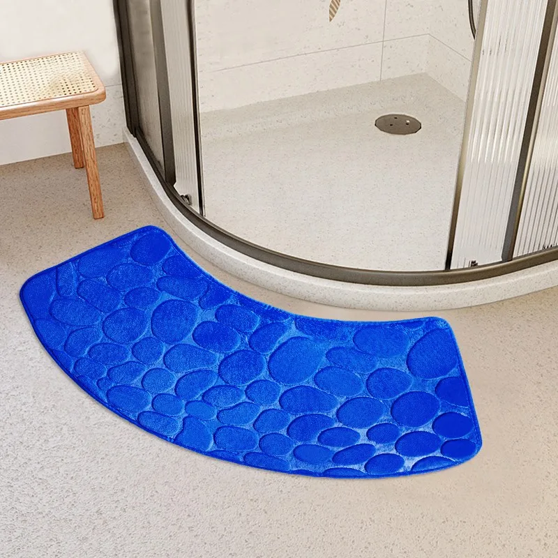 Bathroom Floor Mat Pebble Embossed Floor Mat Curved Scalloped Absorbent Floor Mat Shower Toilet Batht Non-slip Floor Mat